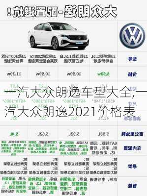 一汽大众朗逸车型大全,一汽大众朗逸2021价格表